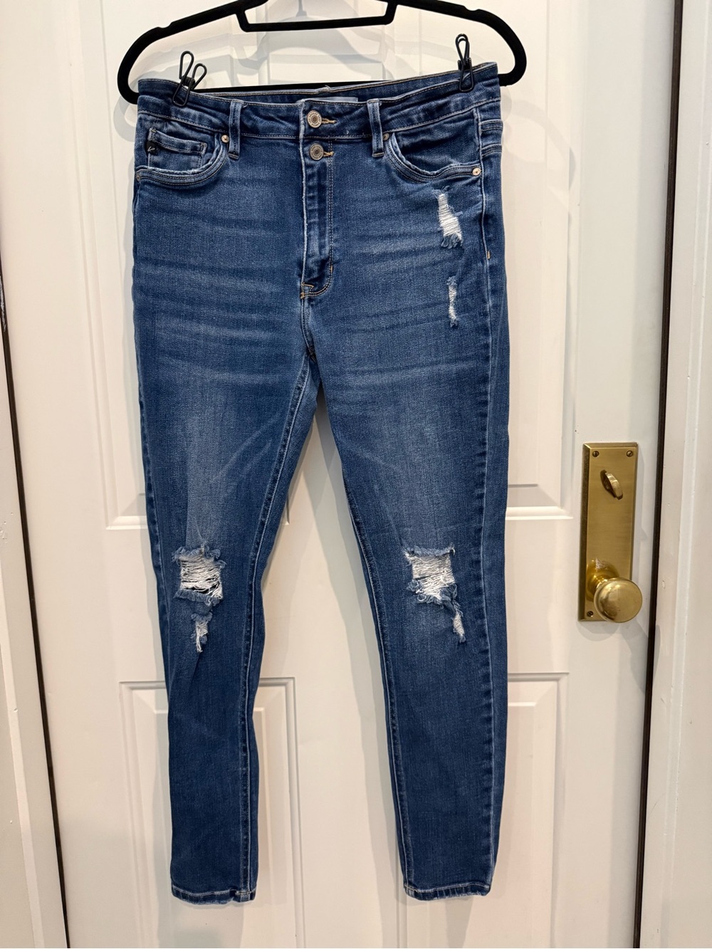 KanCan Women's Skinny Ripped Jeans - Dark Blue